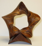 Cocobolo Wood Torus Nontrivial 5-Crossing Knot, Figure 2 (with base)