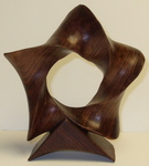 Cocobolo Wood Torus Nontrivial 5-Crossing Knot, Figure 3 (with base)