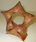 Maple Burl Pentagonal Torus Nontrivial 5-Crossing Knot, Figure 4 (with base)