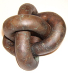 Bronze Borromean Rings with Patina, Figure 3 (Sand blasted) by Alex J. Feingold