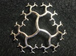Rhodium Plated Brass Curved Trivalent Tree Pendant by Alex J. Feingold